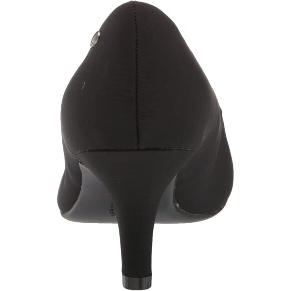 LifeStride Women Black Smooth Polyurethane Closed Pointed Toes Kitten Heel Pumps - Picture 3 of 7